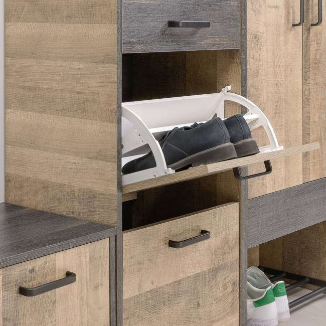 Две высоких тумбы для обуви и тумба-комод Трувор цвет дуб гранж песочный/интра