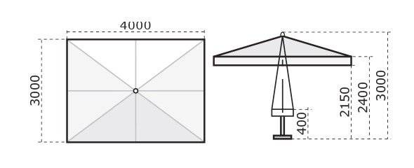 Зонт профессиональный 3х4 м Napoli Standard антрацит, черный 3000х4000 мм Зонт профессиональный 3х4 м Napoli Standard антрацит, черный 3000х4000 мм