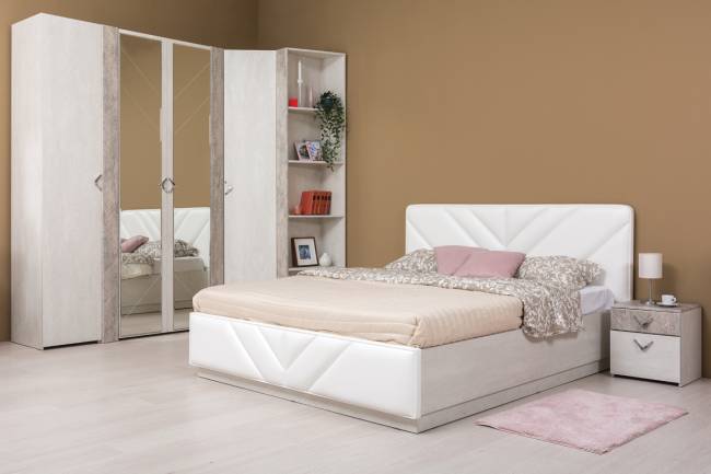 Тумба прикроватная Амели Моби 13.78 цвет шёлковый камень/бетон чикаго беж