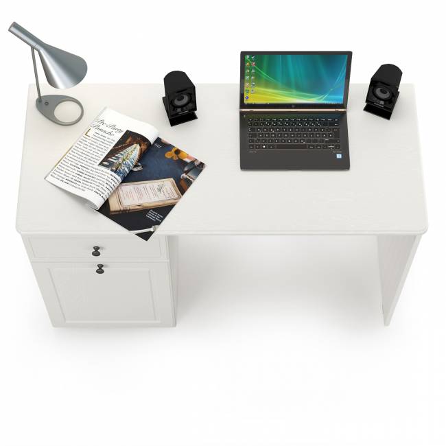 Стол письменный Роуз 12.148 цвет белый с тиснением поры дерева/ясень ваниль