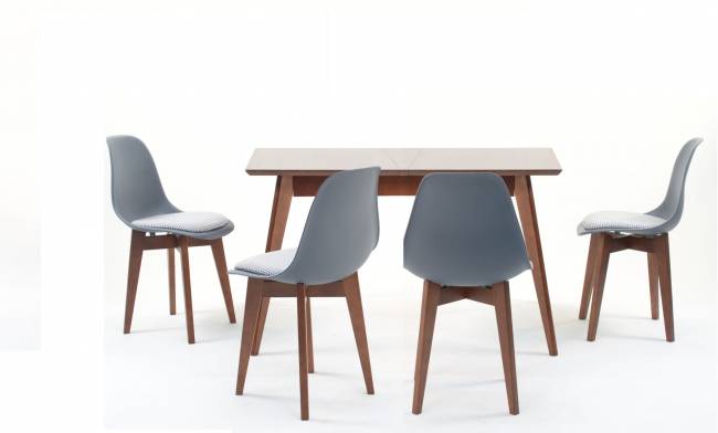 Стол Сканди 120 орех со стульями Сашш орех серый ГЛ