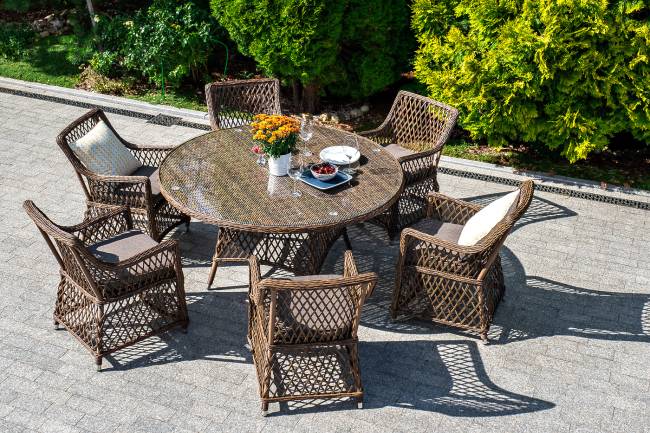 "Эспрессо" плетеный круглый стол, диаметр 150 см, цвет коричневый