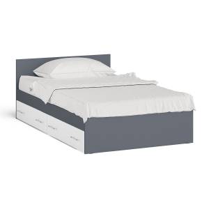 Кровать с ящиками для белья Мори 1200 цвет графит/белый