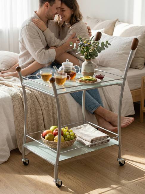 Стол сервировочный Поло металлик/ матовое