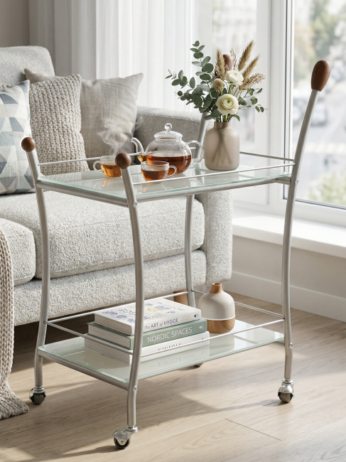 Стол сервировочный Поло металлик/ матовое