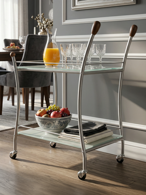 Стол сервировочный Поло металлик/ матовое