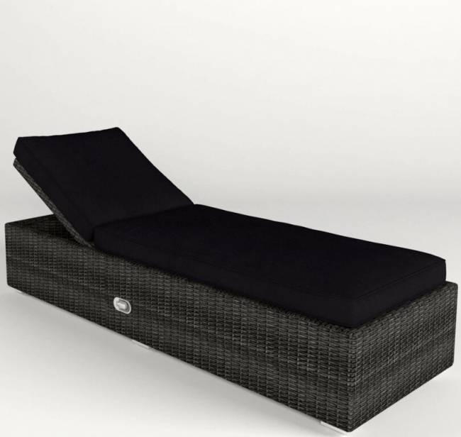 Лежак "Севилья", из искусственного ротанга, серый, темно-серый, черный