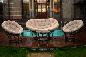 ТЕРРАСНЫЙ КОМПЛЕКТ Mamasan + Papasan + Стол (Орех)