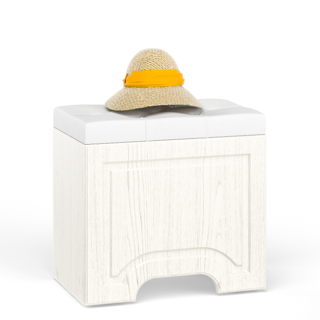 Пуф с высоким зеркалом Ливерпуль цвет ясень ваниль/белый/эко-кожа гранд белый