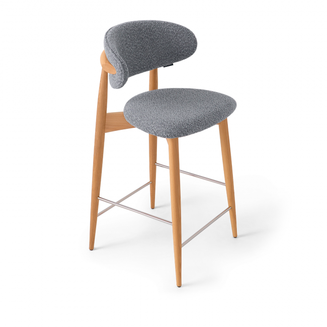 Стул Глори полубарный серый, опора бук светлый