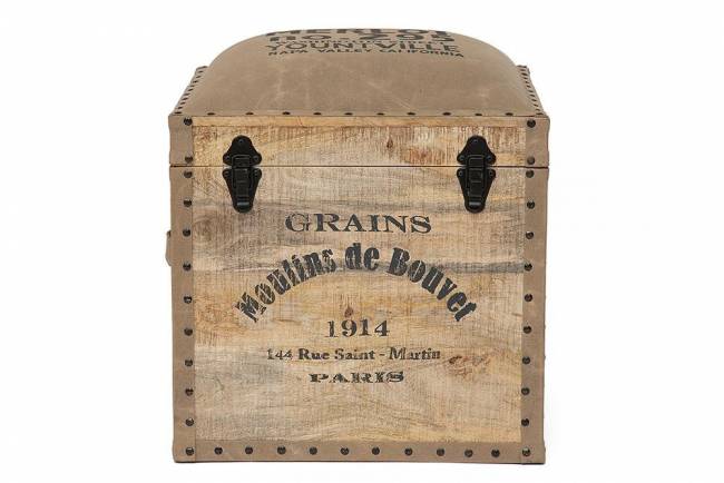 Пуф - сундук Secret de Maison Перрет/Perret (мод. M-540) массив манго/ткань хлопок, 45х45х50см, натуральный/ткань: винтаж натуральный дерево манго/ткань хлопок