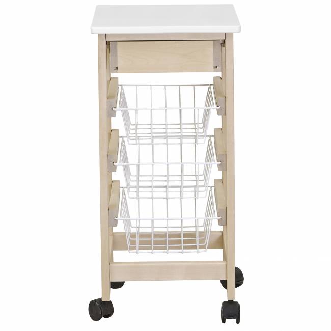 Тумба с ящиком и корзинами белый/лак