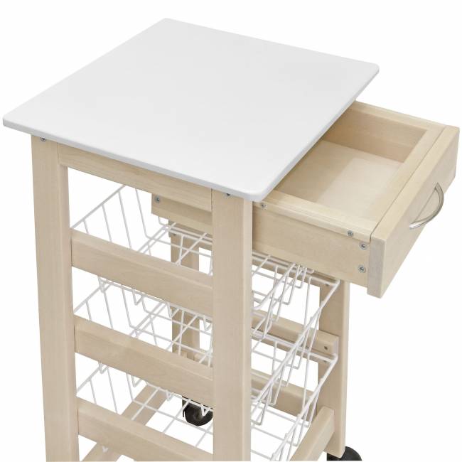 Тумба с ящиком и корзинами белый/лак