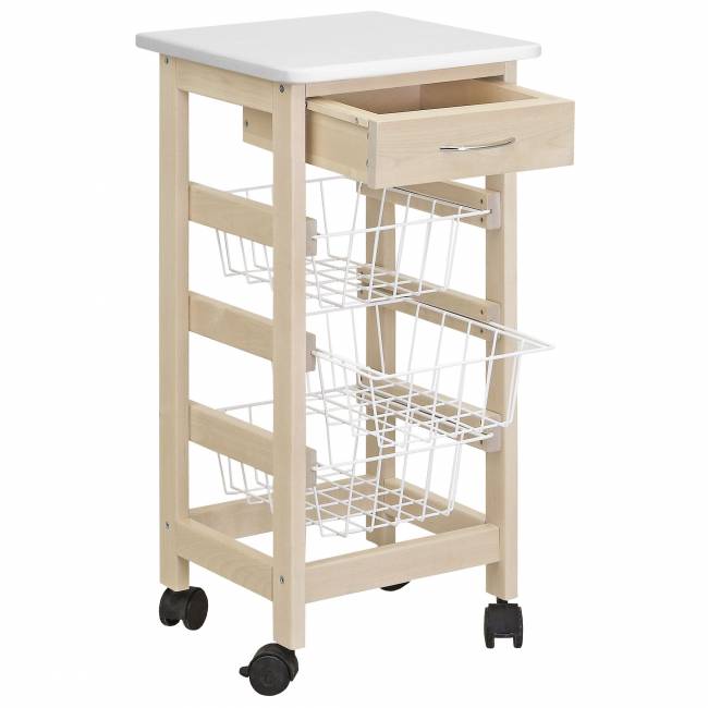 Тумба с ящиком и корзинами белый/лак