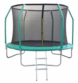 Батут 12FT 3,66м с защитной сеткой (внутрь) с лестницей, зелёный