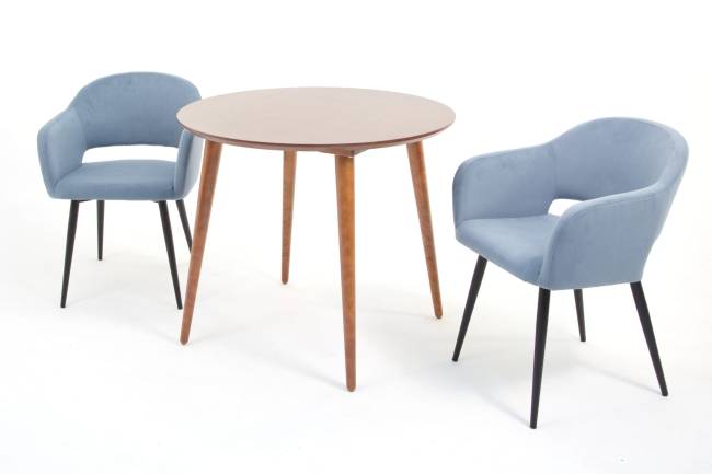 Стол Монте К 100 орех с креслами Пичч велюр синий