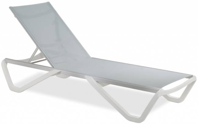 Шезлонг-лежак металлический Wave белый, серый 1910х715х300 мм