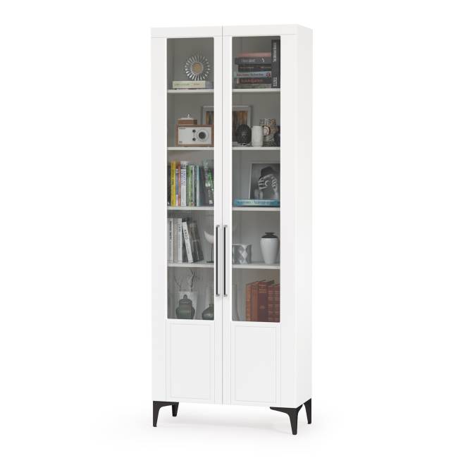 Комод для ТВ-аппаратуры с навесной полкой и широкий сервант Валенсия цвет белый шагрень