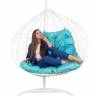 Двойное подвесное кресло "Gemini" promo white синяя подушка