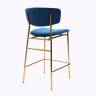 Дизайнерский полубарный стул Марко синий, основание золото