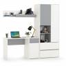 Рабочий стол с полкой и шкафом для одежды Торонто цвет белый шагрень/стальной серый