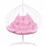 Двойное подвесное кресло "Gemini" promo white розовая подушка