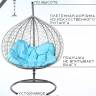 Двойное подвесное кресло "Gemini" promo gray голубая подушка