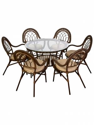 Комплект из искусственного ротанга Java (Ява)-6 (цвет: Орех)