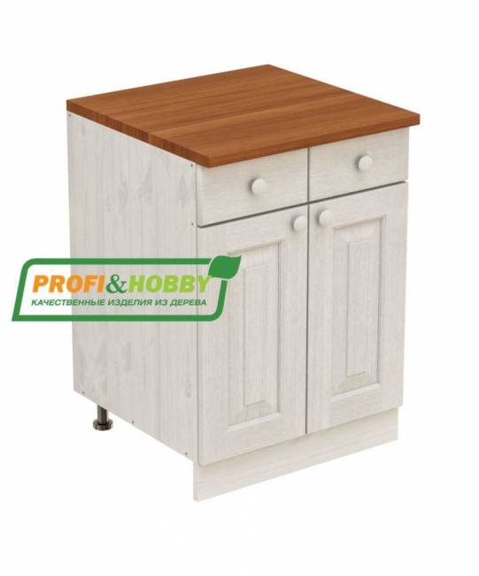 Тумба 2 двери, 2 ящика 600 х 560 х 720 сосна, без покраски