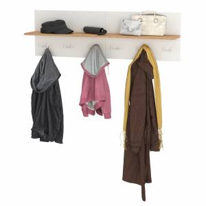 Вешалка с полкой на шесть крючков Октава цвет белый шагрень/дуб крафт золотой