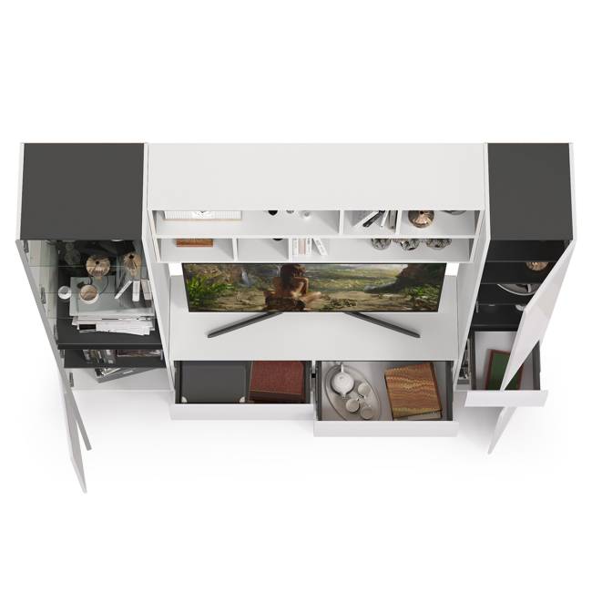 Сидней набор мебели № 42 цвет белый/чёрный/фасады МДФ белый глянец