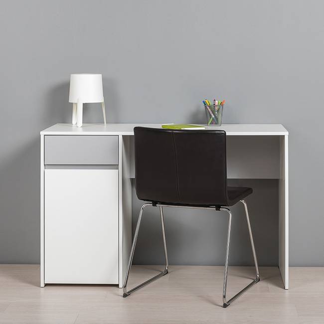 Стол для молодёжной Торонто 12.149 цвет белый шагрень/стальной