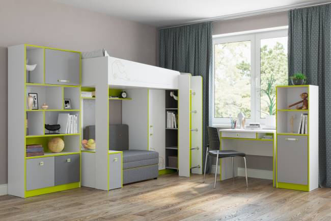 Альфа 11.20 Диванный блок ткань рогожка серая/горчичный