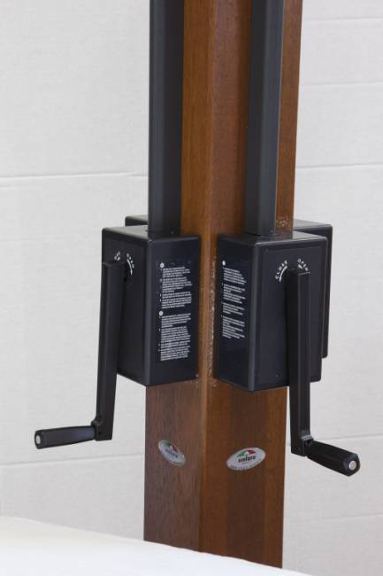 Зонт профессиональный двухкупольный 3х6 м Wood Double имитация ироко, слоновая кость 3000х6000 мм