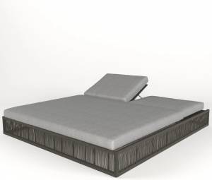 Лежак  "Канцлер", 2-х местный, из искусственного ротанга, коричневый, серый, темно-серый