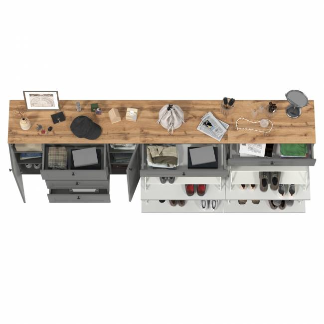 Две обувницы и комод Остин цвет серый графит/дуб крафт золотой