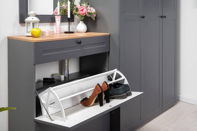 Две обувницы и комод Остин цвет серый графит/дуб крафт золотой