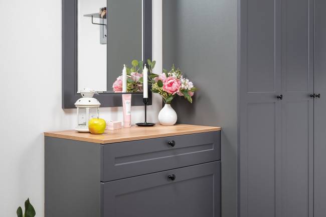 Две обувницы и комод Остин цвет серый графит/дуб крафт золотой