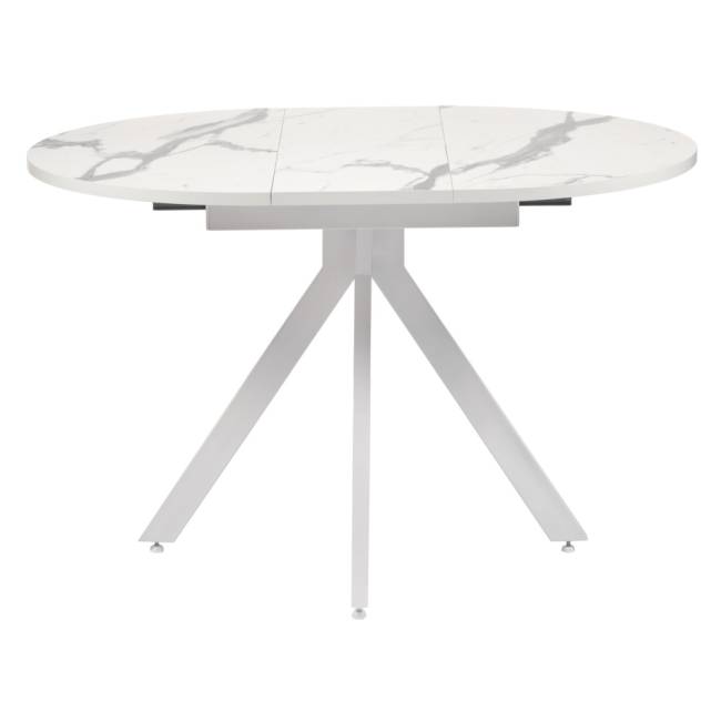 Стол Rudolf круглый раскладной 90-120x90x75см, белый мрамор, белый