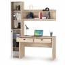 Компьютерный стол с полкой и стеллажом со стеклом Бостон цвет дуб эндгрейн элегантный/фасады МДФ милк рикамо софт