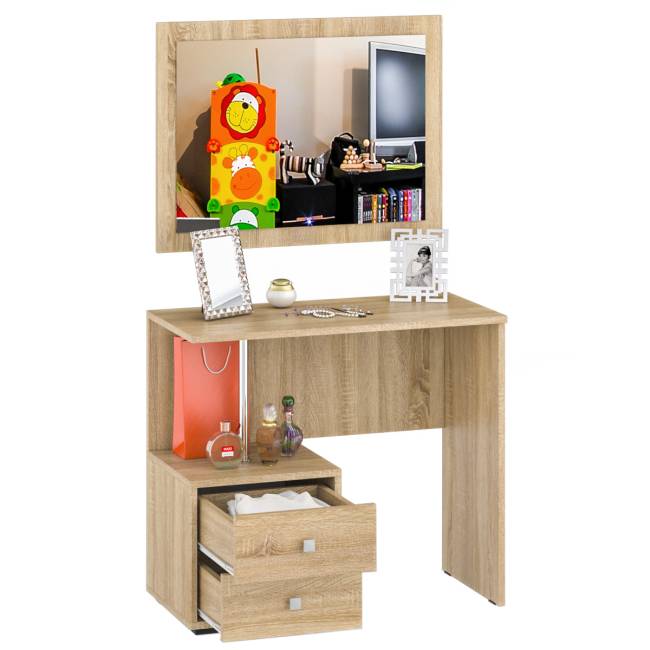 Стол косметический с зеркалом Камелия цвет дуб сонома