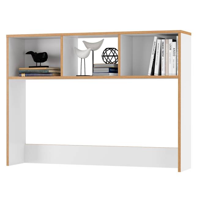 Компьютерный стол, стеллаж и комод с нишей Вуди № 50 цвет белый премиум/дуб крафт золотой