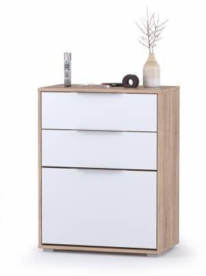 Тумба для обуви широкая Куба (Комод 13.113) цвет дуб сонома/белый премиум