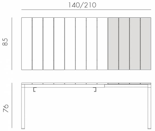 Стол металлический раздвижной Rio Alu 140 Extensibile антрацит 1400-2100х850х760 мм