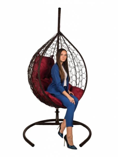 Подвесные качели - качели в виде капли "Tropica Brown" бордовая подушка Подвесные качели - качели в виде капли "Tropica Brown" бордовая подушка