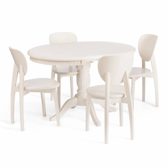 Стол обеденный раздвижной Стефано/Stefano бук, МДФ, Д90х90-120х77см, айвори вайт Ivory white бук, мдф