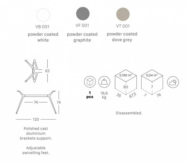 Подстолье металлическое двойное Metropolis L графит 1200х620х740 мм