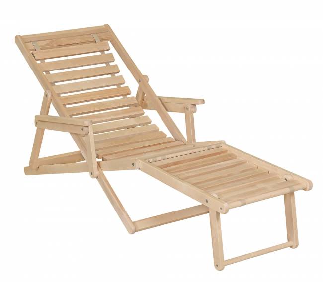 Шезлонг с подлокотниками Чивас, Натуральное дерево
