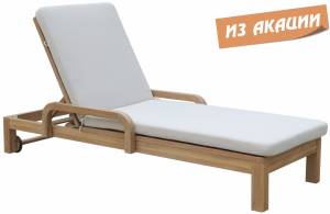 Шезлонг деревянный с матрасом Rimini натуральный, бежевый 1840х730х870 мм