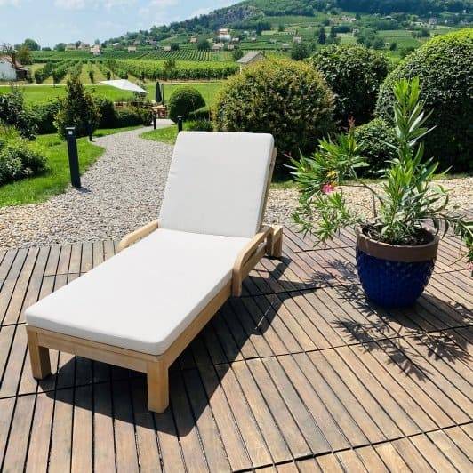 Шезлонг деревянный с матрасом Rimini натуральный, бежевый 1840х730х870 мм